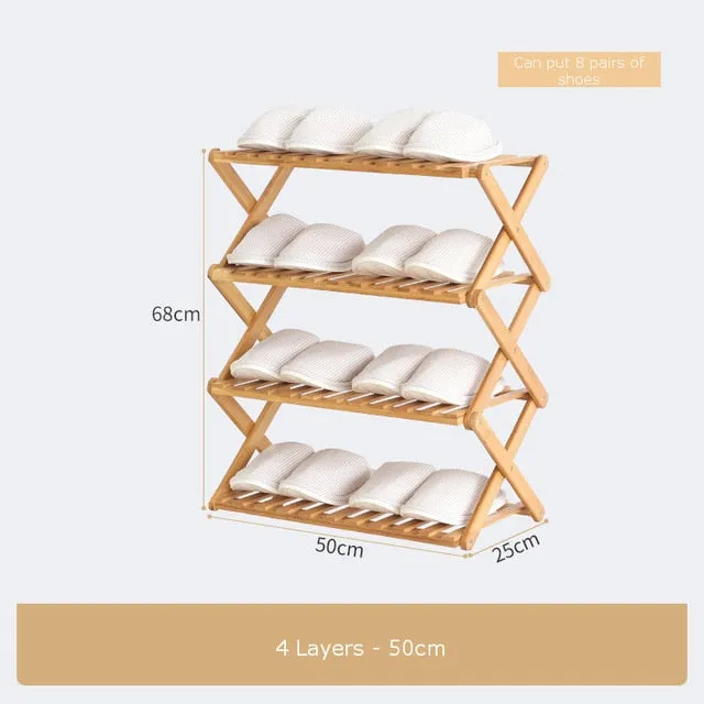 Foldable Shoe Rack 3/4/5/6 Layers Bamboo Shoe Cabinets Shelf Home Organizer Holder Shoes Storage Rack for Dormitory Doorway