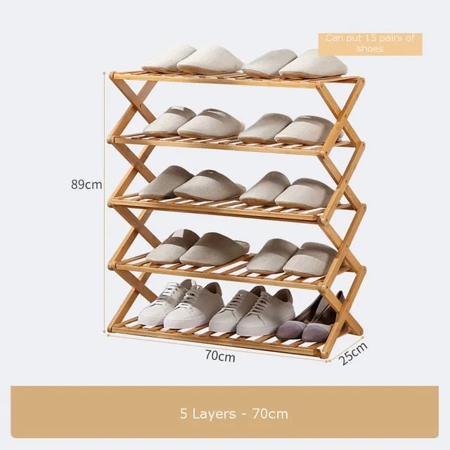 Foldable Shoe Rack 3/4/5/6 Layers Bamboo Shoe Cabinets Shelf Home Organizer Holder Shoes Storage Rack for Dormitory Doorway