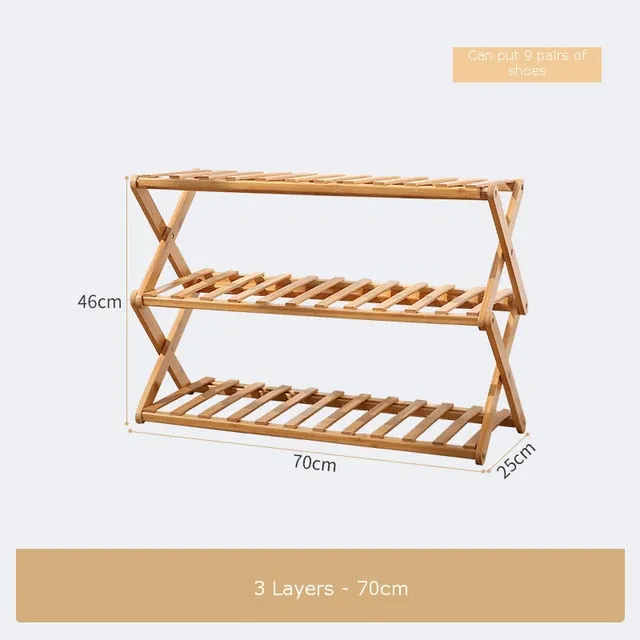 Foldable Shoe Rack 3/4/5/6 Layers Bamboo Shoe Cabinets Shelf Home Organizer Holder Shoes Storage Rack for Dormitory Doorway