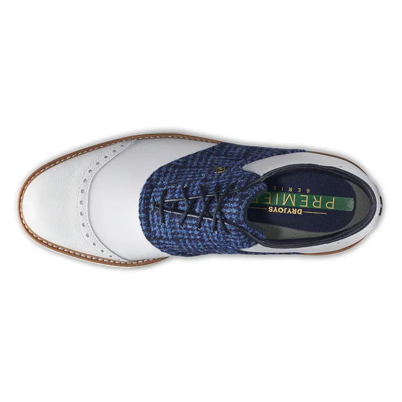 FOOTJOY Haris Tweed Wilcox The Open Men's Spiked Shoes (White/Blue)