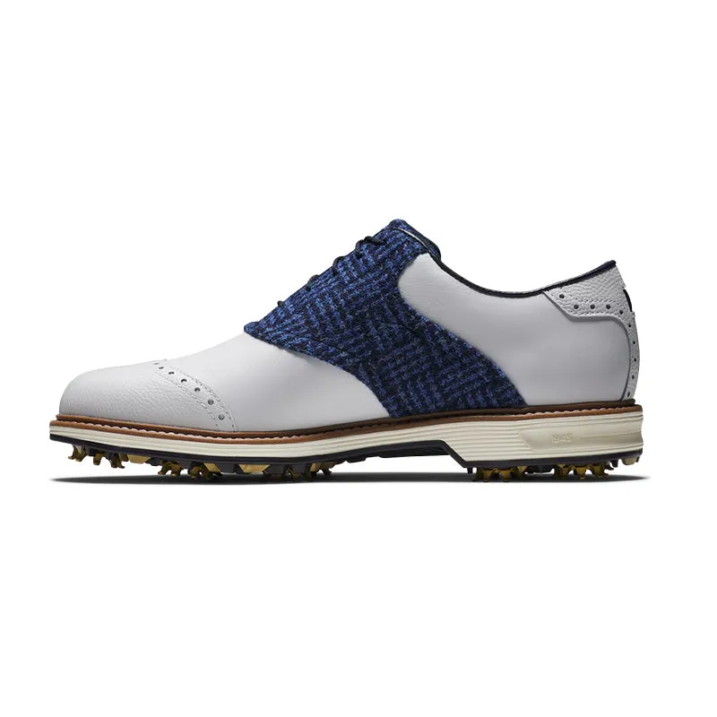 FOOTJOY Haris Tweed Wilcox The Open Men's Spiked Shoes (White/Blue)