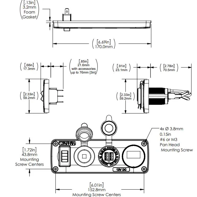 Genesis Offroad Three Socket Accessory Panel