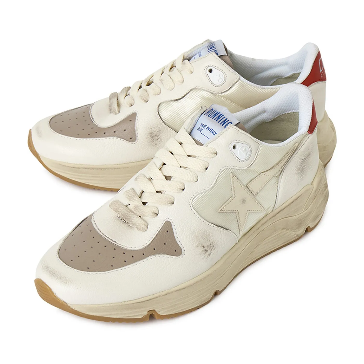 Golden Goose - Sneakers Running Sole - Blanc/Gris Perle/Crème/Rouge