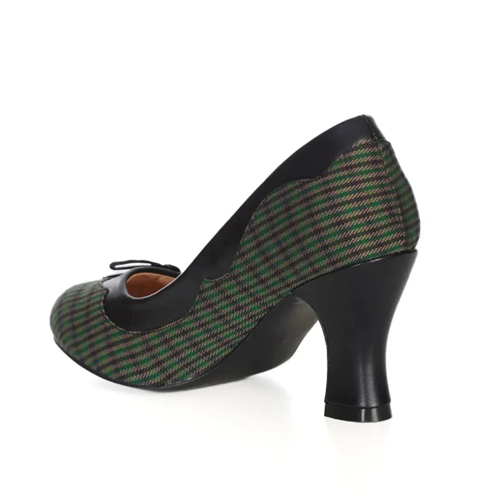 Green Black Plaid Check Court Shoes