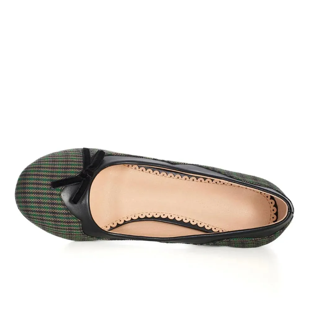 Green Black Plaid Check Court Shoes