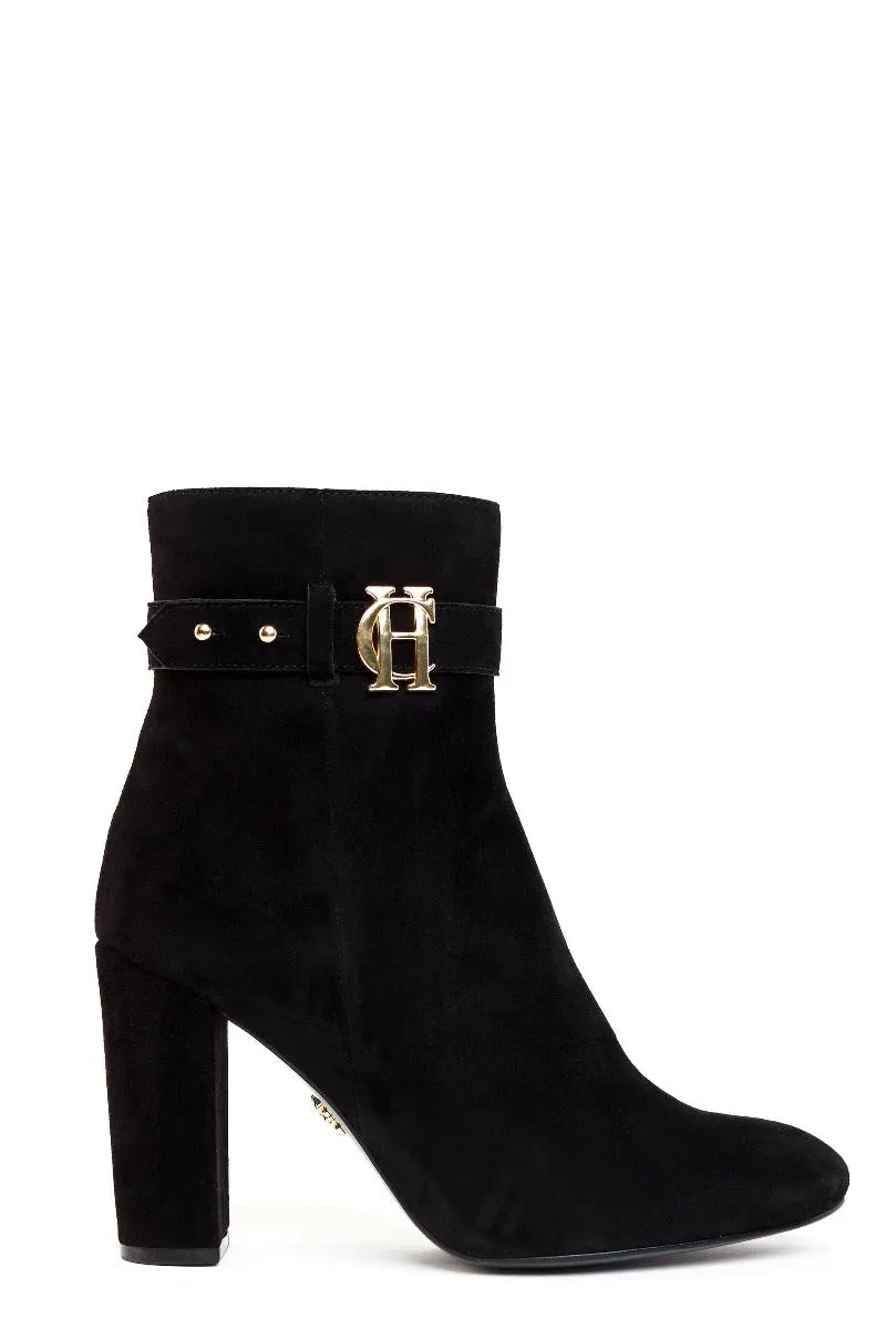 Holland Cooper Mayfair Suede Ankle Boot in Black