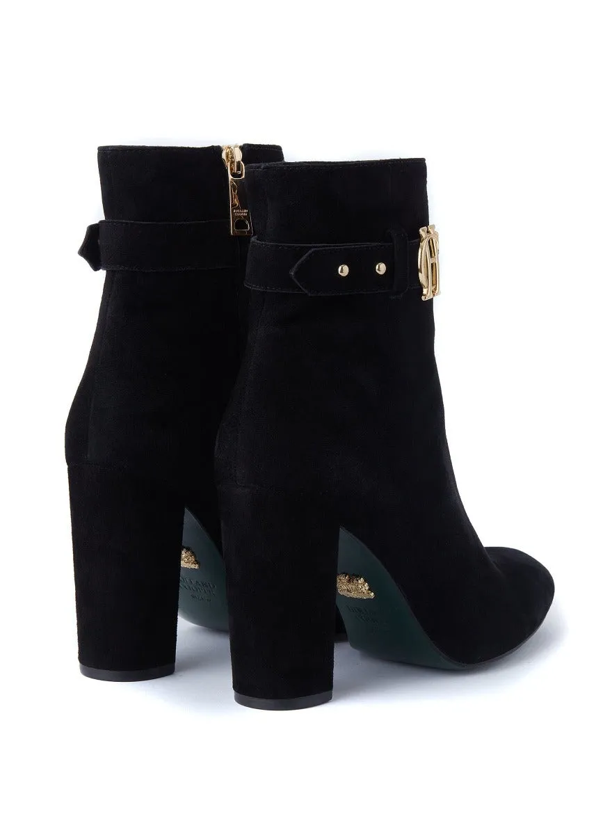 Holland Cooper Mayfair Suede Ankle Boot in Black