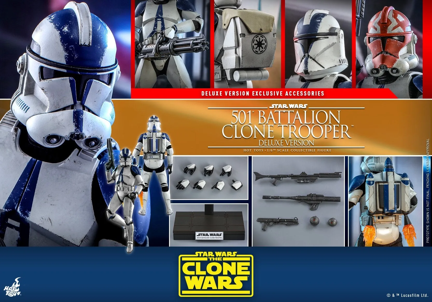 Hot Toys - TMS023 - Star Wars: The Clone Wars™  - 1/6th scale 501st Battalion Clone Trooper™ Figure (Deluxe Version)