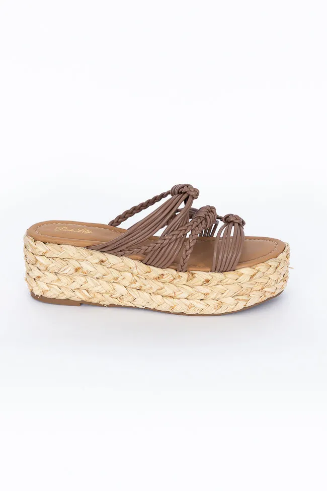 Katherine Brown Leather Braided Platform Sandals FINAL SALE