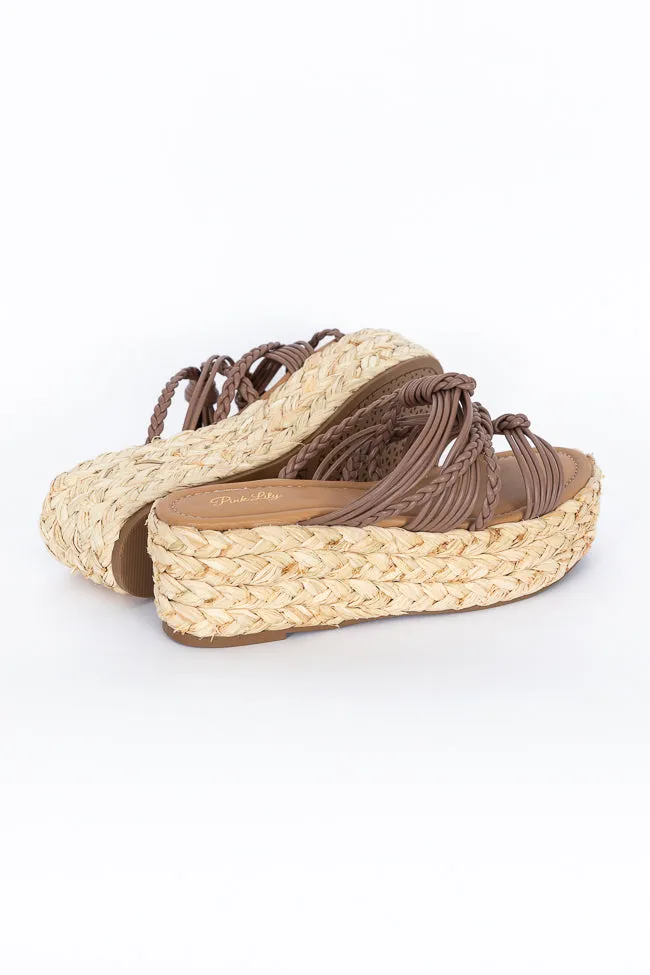 Katherine Brown Leather Braided Platform Sandals FINAL SALE