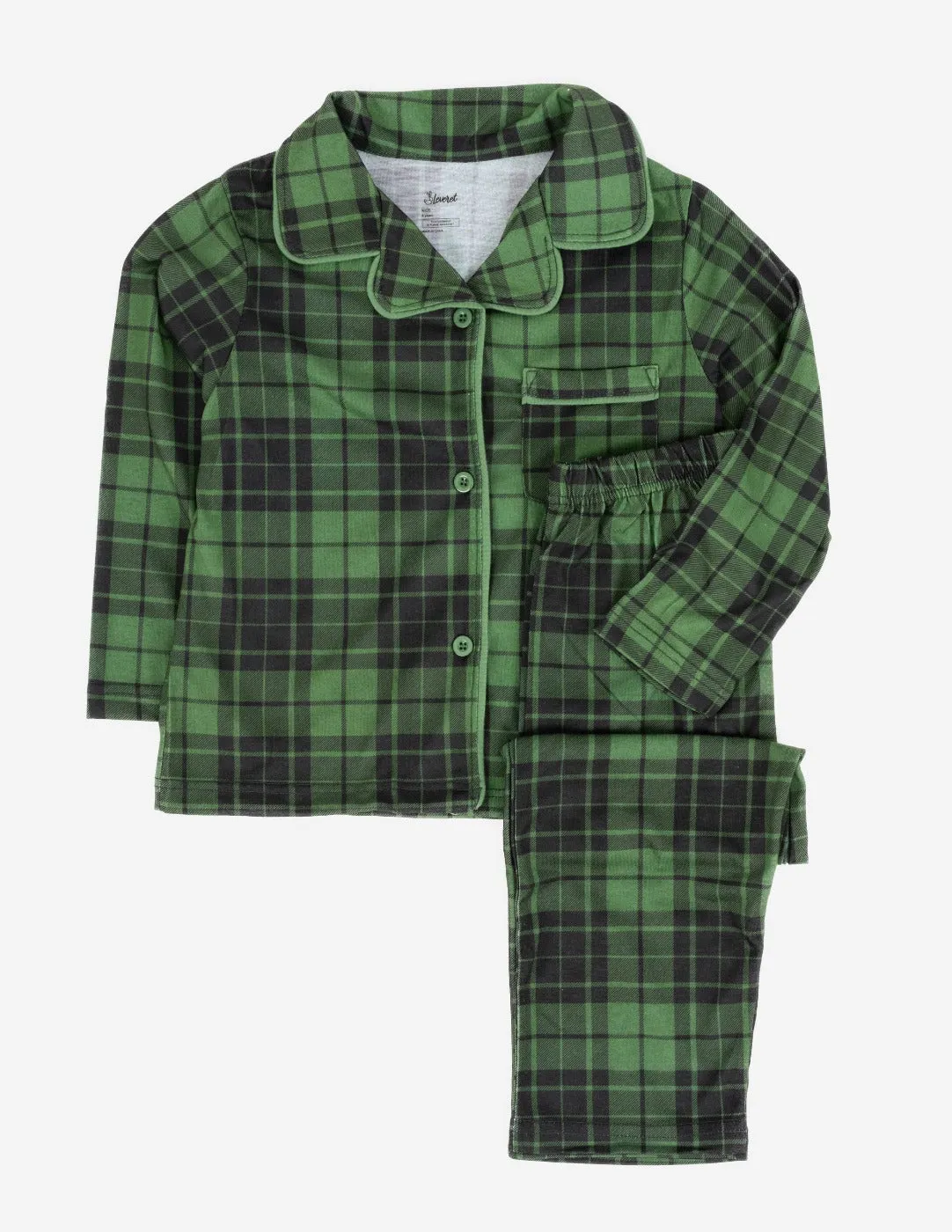 Kids Black & Green Plaid Flannel Pajamas