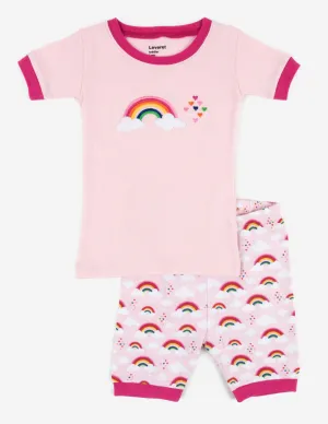 Kids Short Pink Rainbow Pajamas