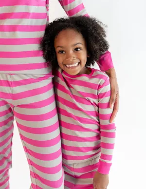 Kids Two Piece Berry & Chime Stripes Pajamas