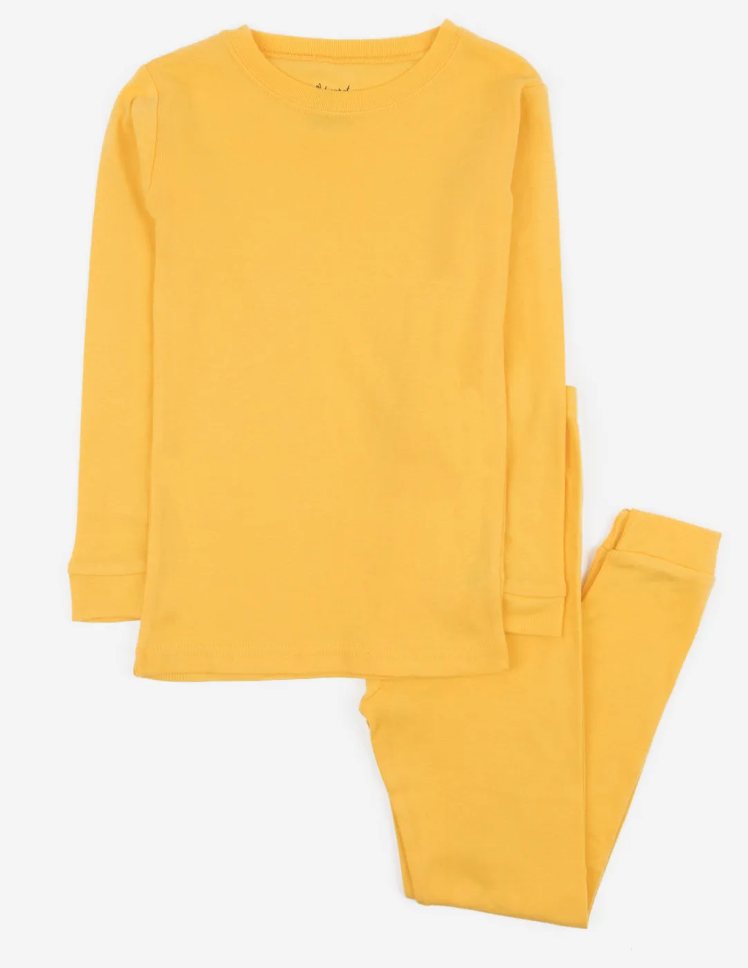 Kids Two Piece Solid Yellow Pajamas