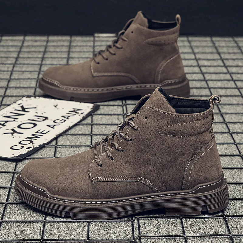 kkboxly kkboxly Men Retro Simple Microfiber Leather Non-Slip Casual Tooling Ankle Boots - Elegant Style Meets Comfort