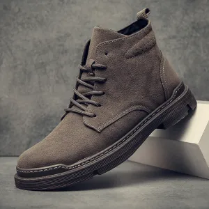 kkboxly kkboxly Men Retro Simple Microfiber Leather Non-Slip Casual Tooling Ankle Boots - Elegant Style Meets Comfort