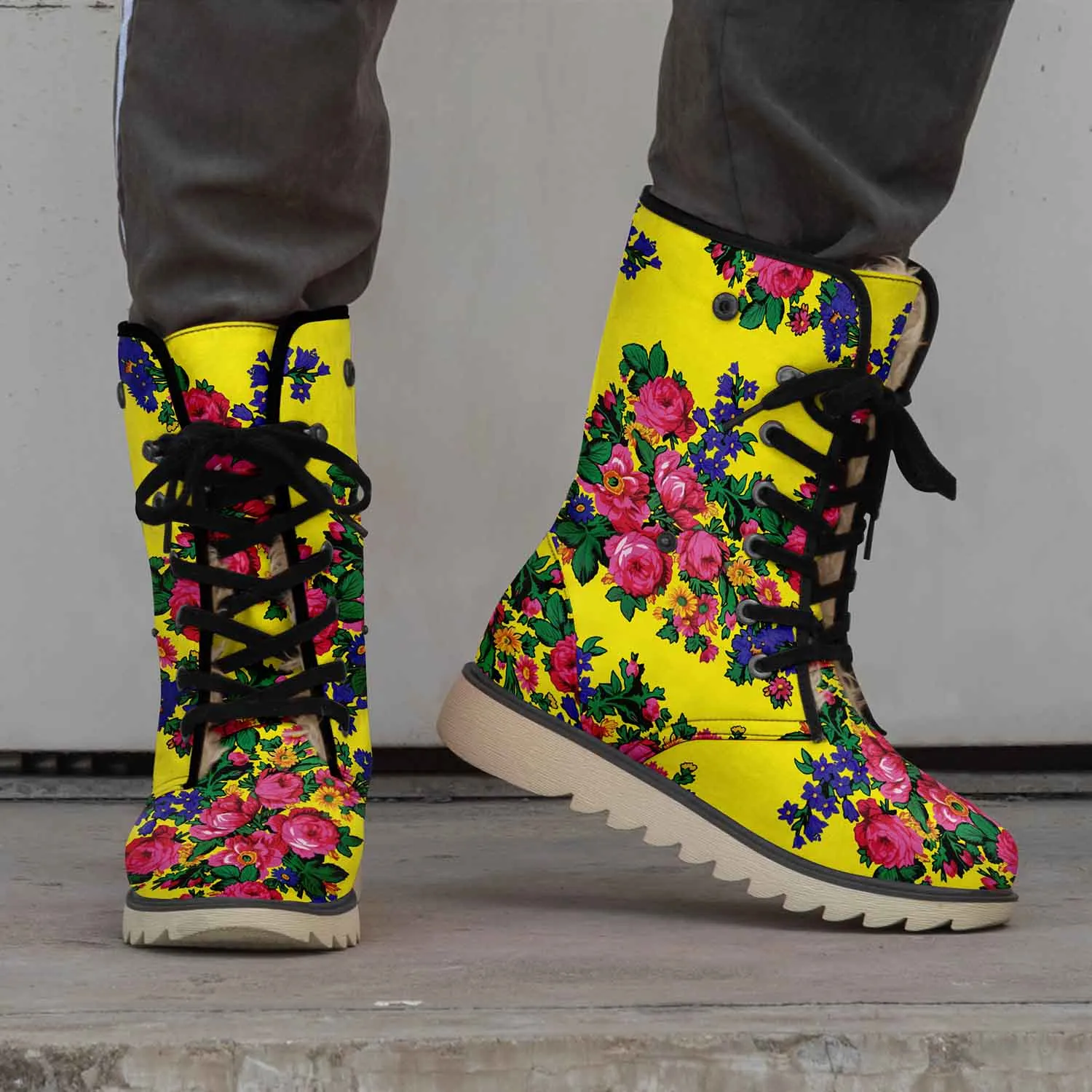 Kokum's Revenge Yellow Polar Winter Boots