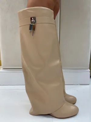 KYLEE NUDE LOCK WEDGE BOOT