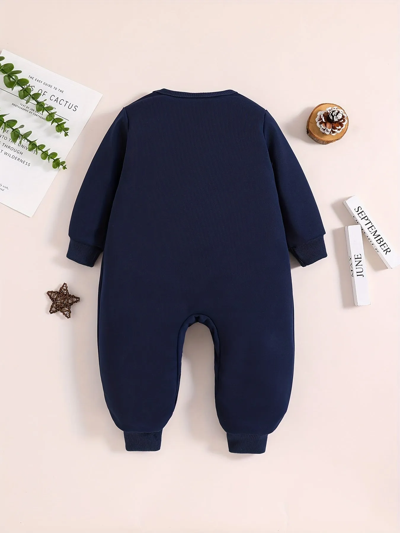 Long Sleeve Boys "First Christmas" Print Loose Comfy Outdoor Graphic Bodysuit for Autumn Spring