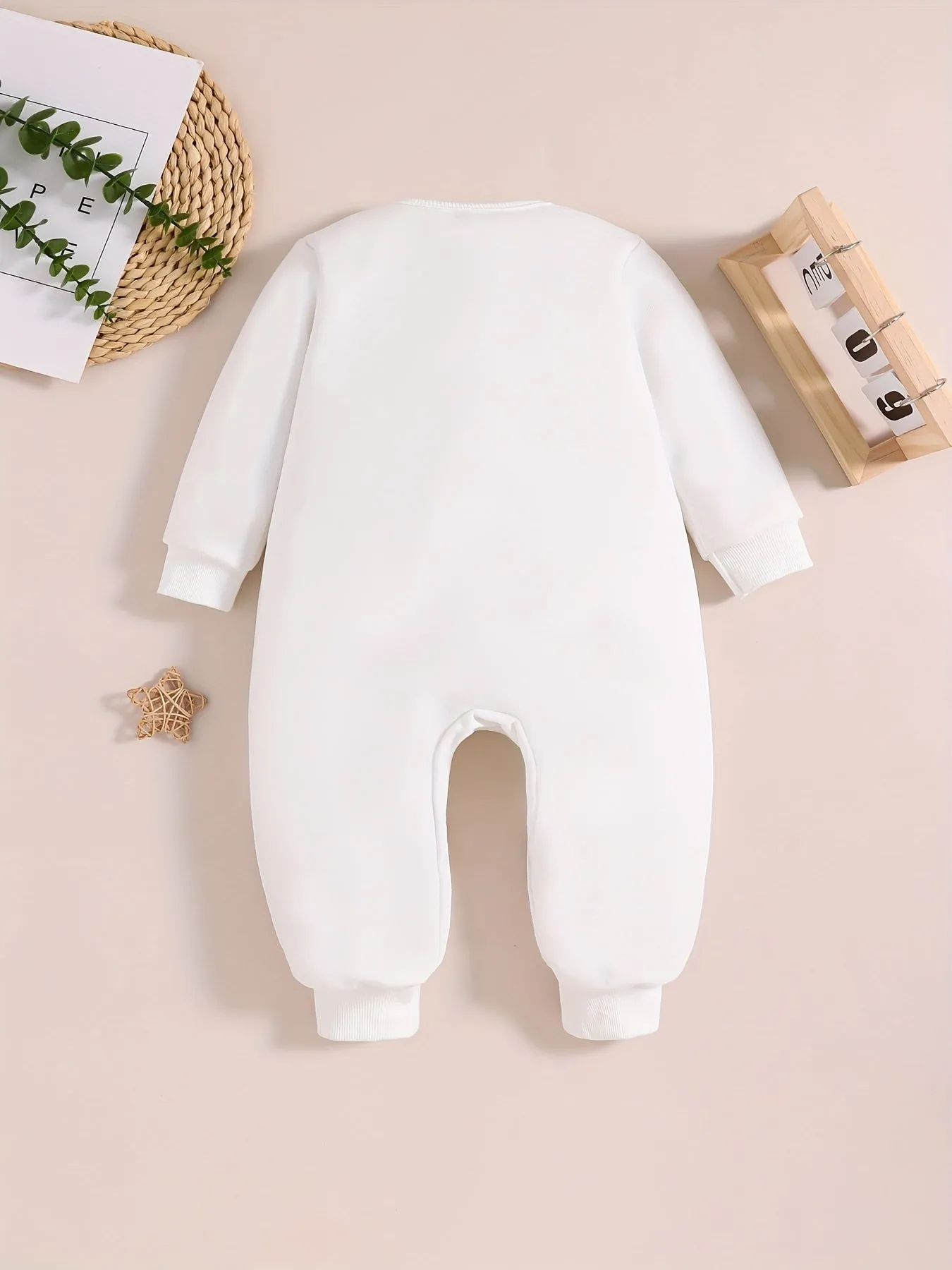 Long Sleeve Boys "First Christmas" Print Loose Comfy Outdoor Graphic Bodysuit for Autumn Spring