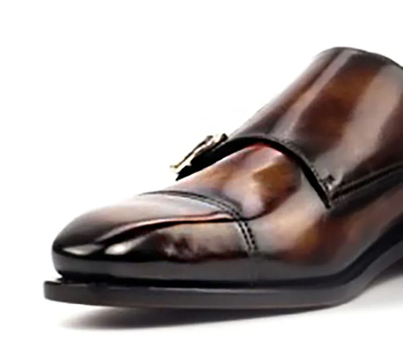 Luxury Double Monk Genuine Leather Buckle Strap Shoes