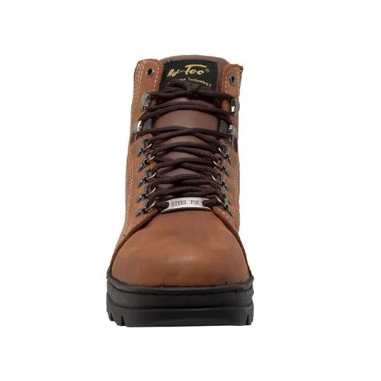 Men's 6" Brown Steel Toe Hiker Leather Boots