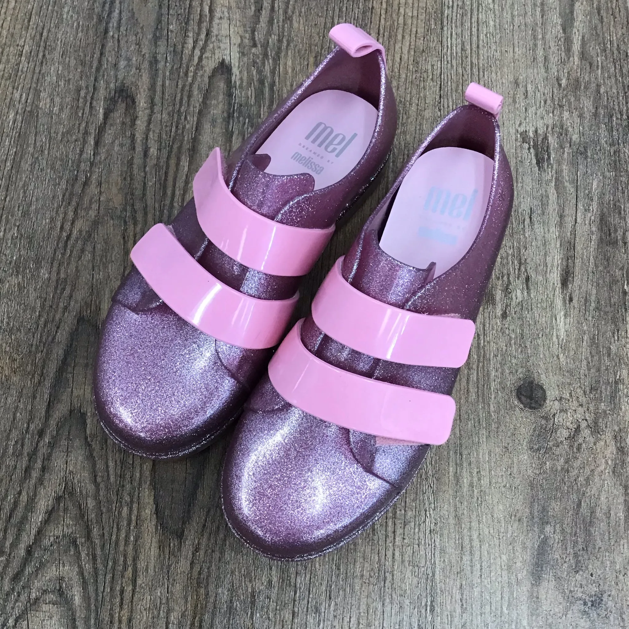 Mini Melissa Size 3 Youth Pink Glitter Shoes