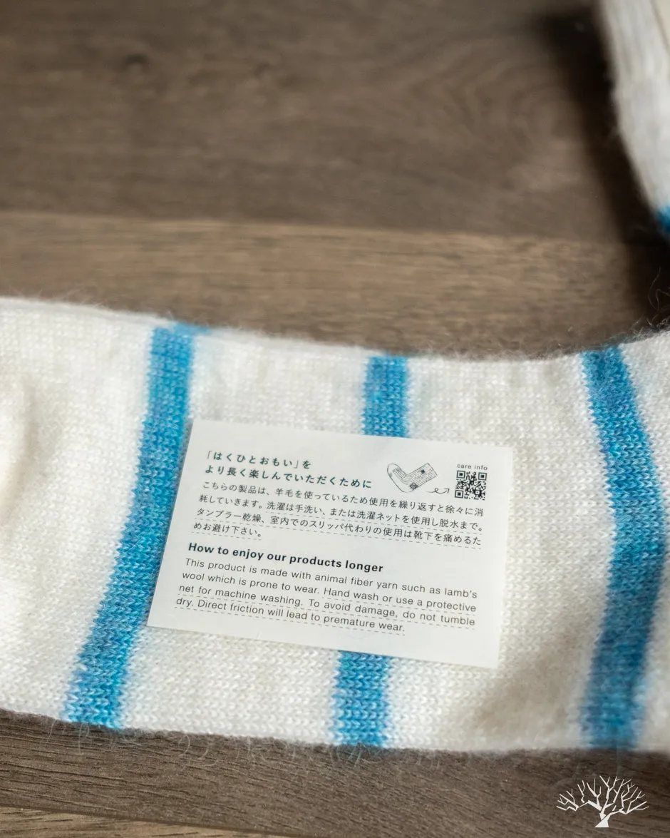 Mohair Wool Border Socks - Marshmallow Cream