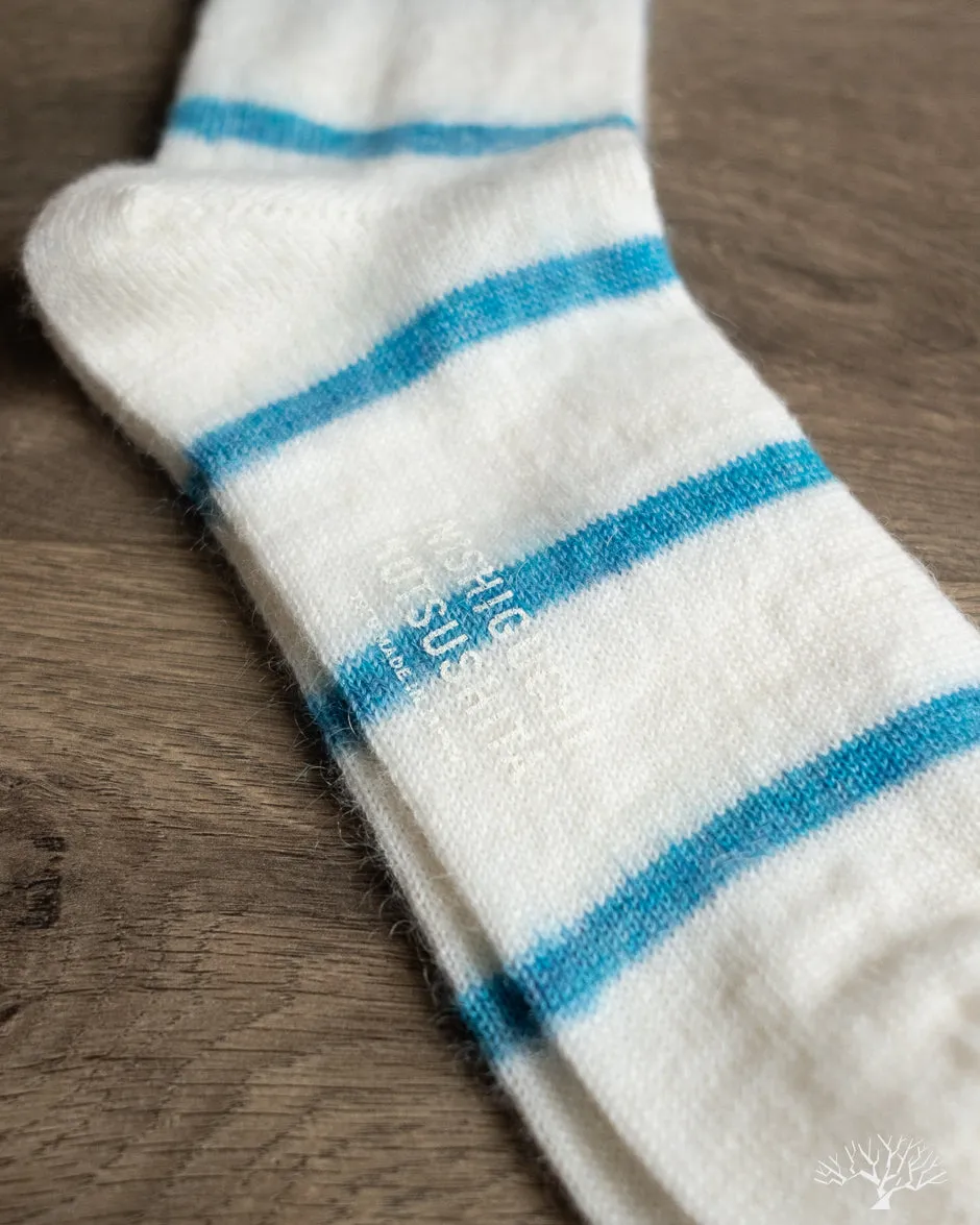 Mohair Wool Border Socks - Marshmallow Cream