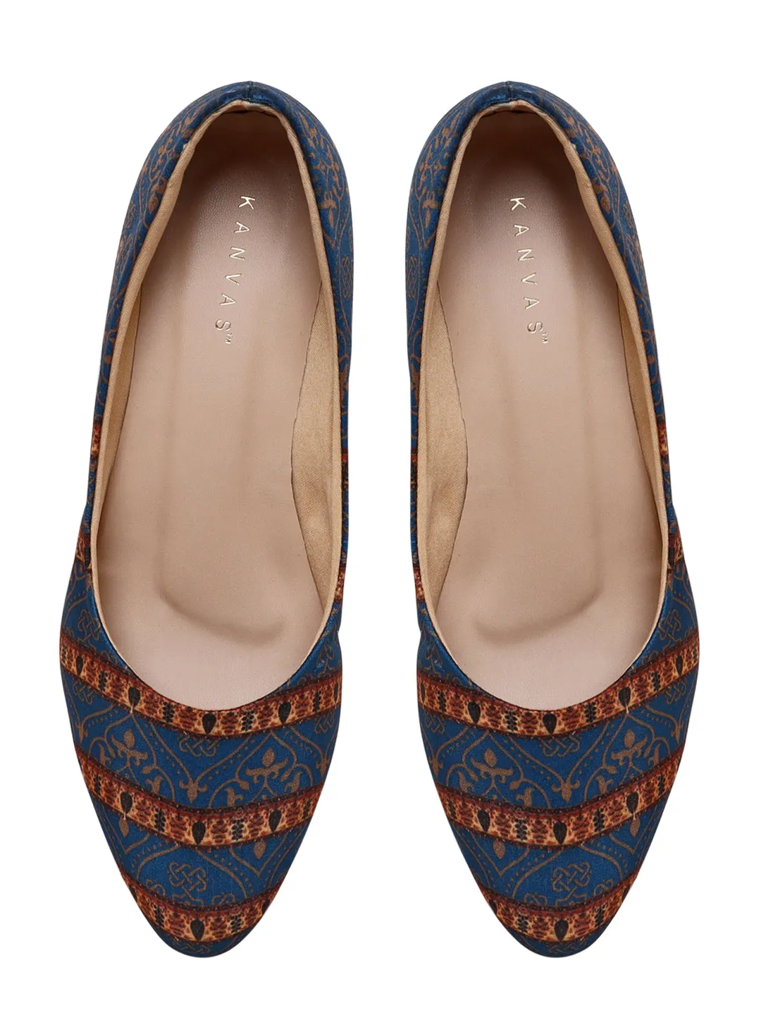 Navy Blue Mughal Kitten Heels Shoes