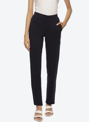 Navy Blue Regular Plain Pants