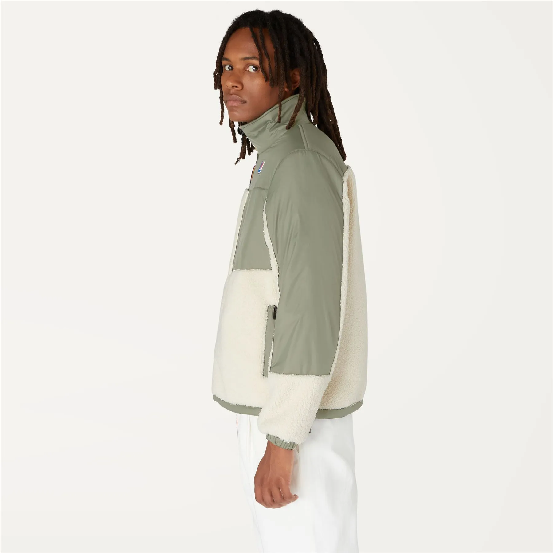 Nersev Orsetto - Unisex Fleece Top in Ecru - Green Blackish