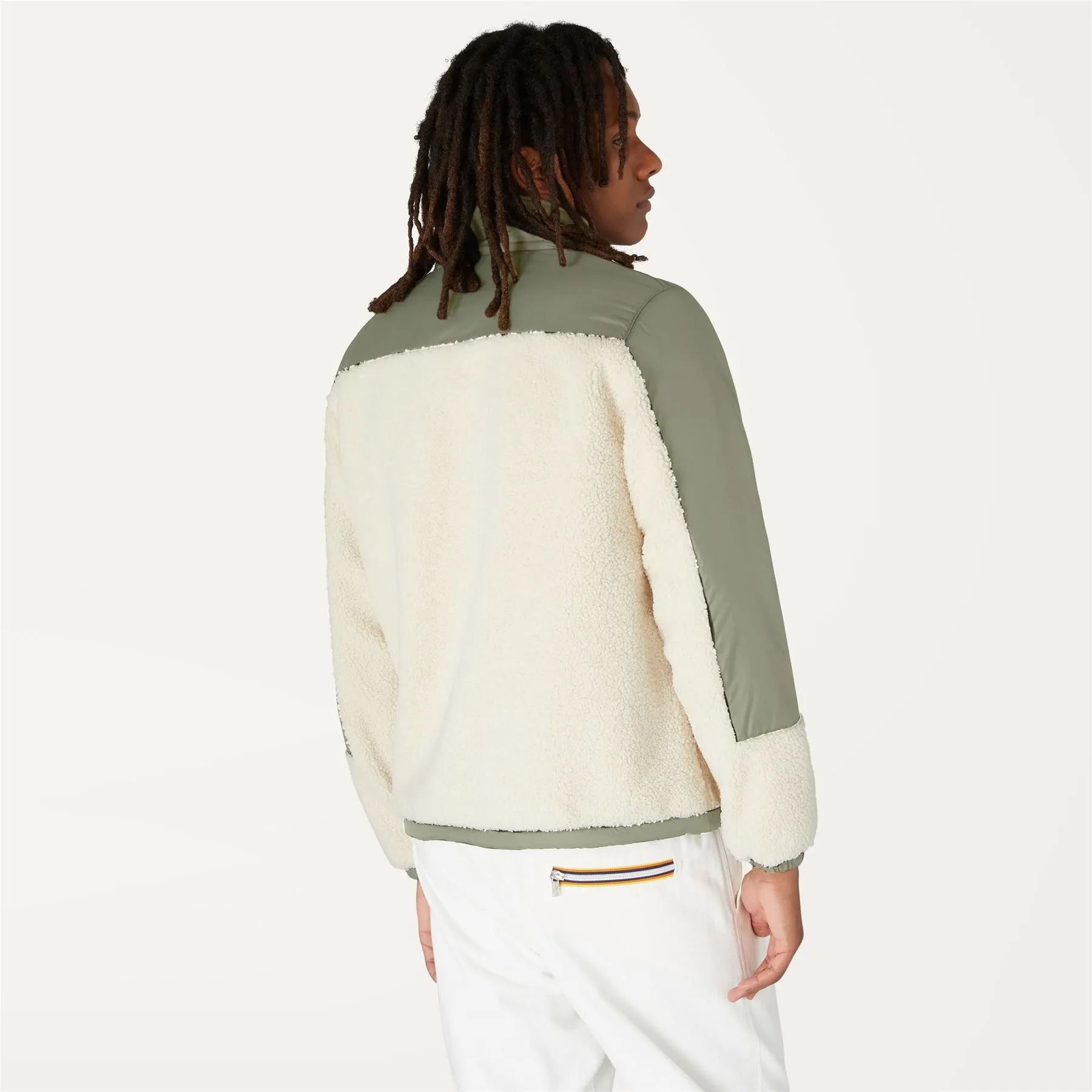 Nersev Orsetto - Unisex Fleece Top in Ecru - Green Blackish