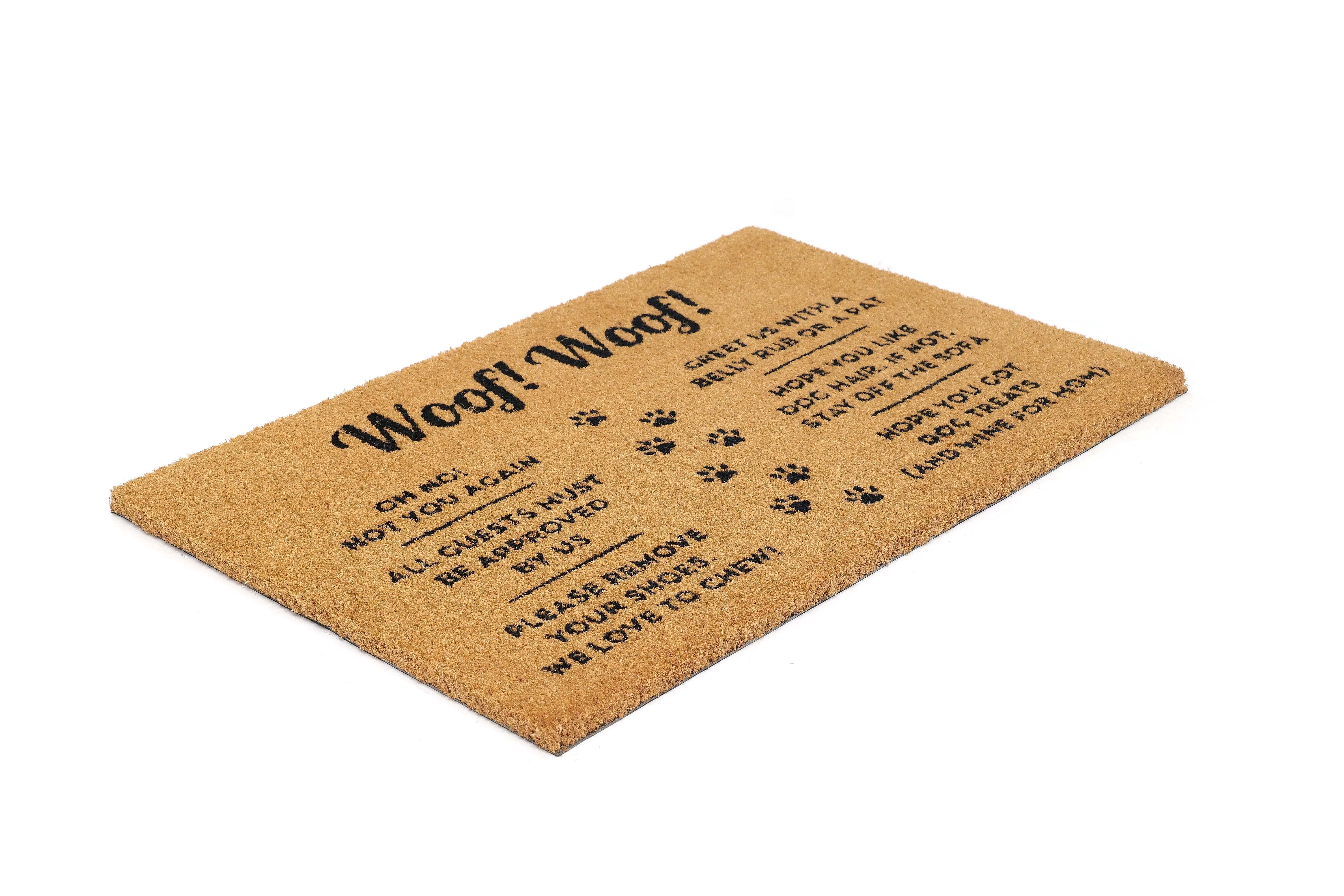 OnlyMat Woof Woof Dog Printed Natural Coir Doormat