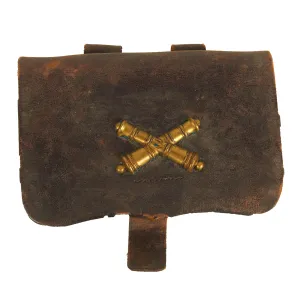 Original U.S. Civil War Pistol Cartridge Box with Period Applied Artillery Officer Insignia