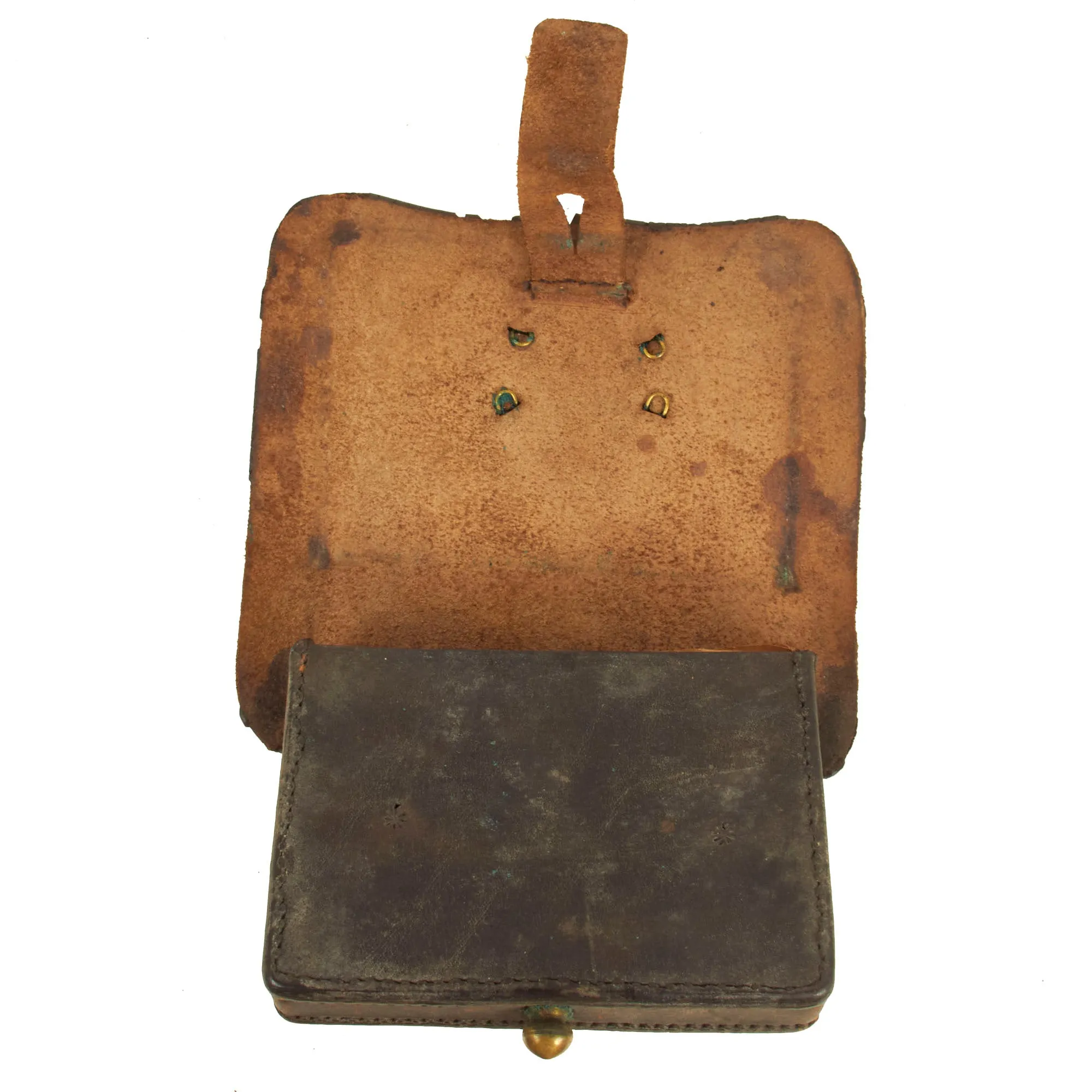 Original U.S. Civil War Pistol Cartridge Box with Period Applied Artillery Officer Insignia