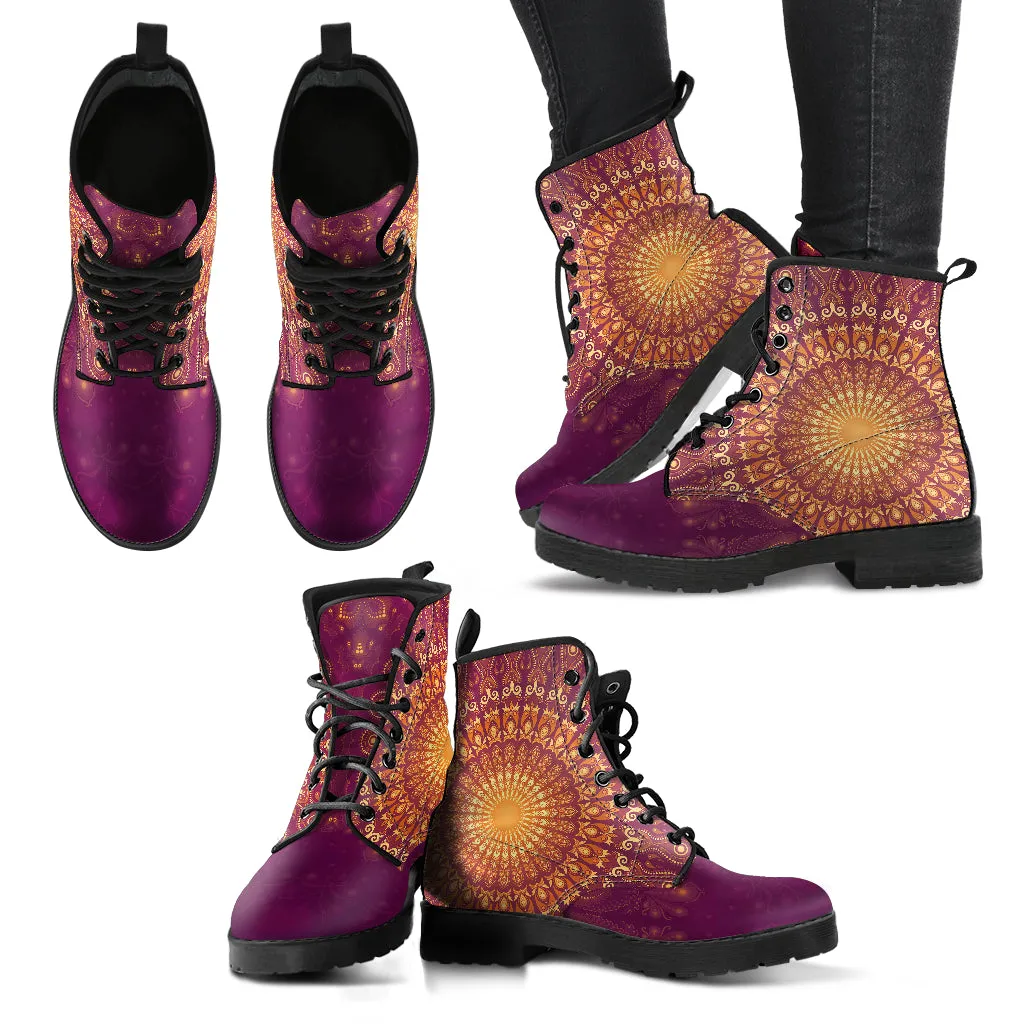 Peacock Feather Mandala - Moon | Leather Boots | Mandalazed