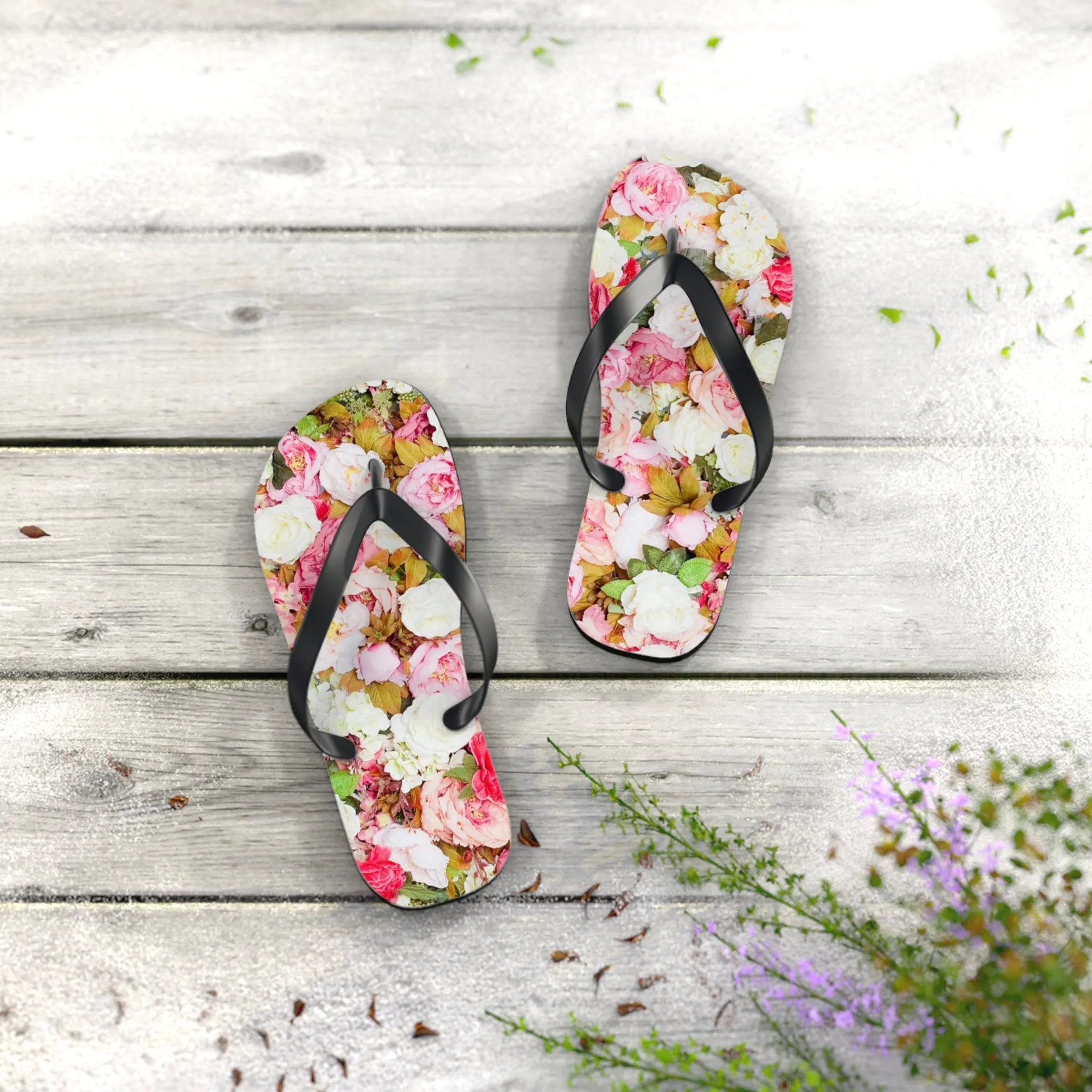 Pink Flowers - Inovax Flip Flops