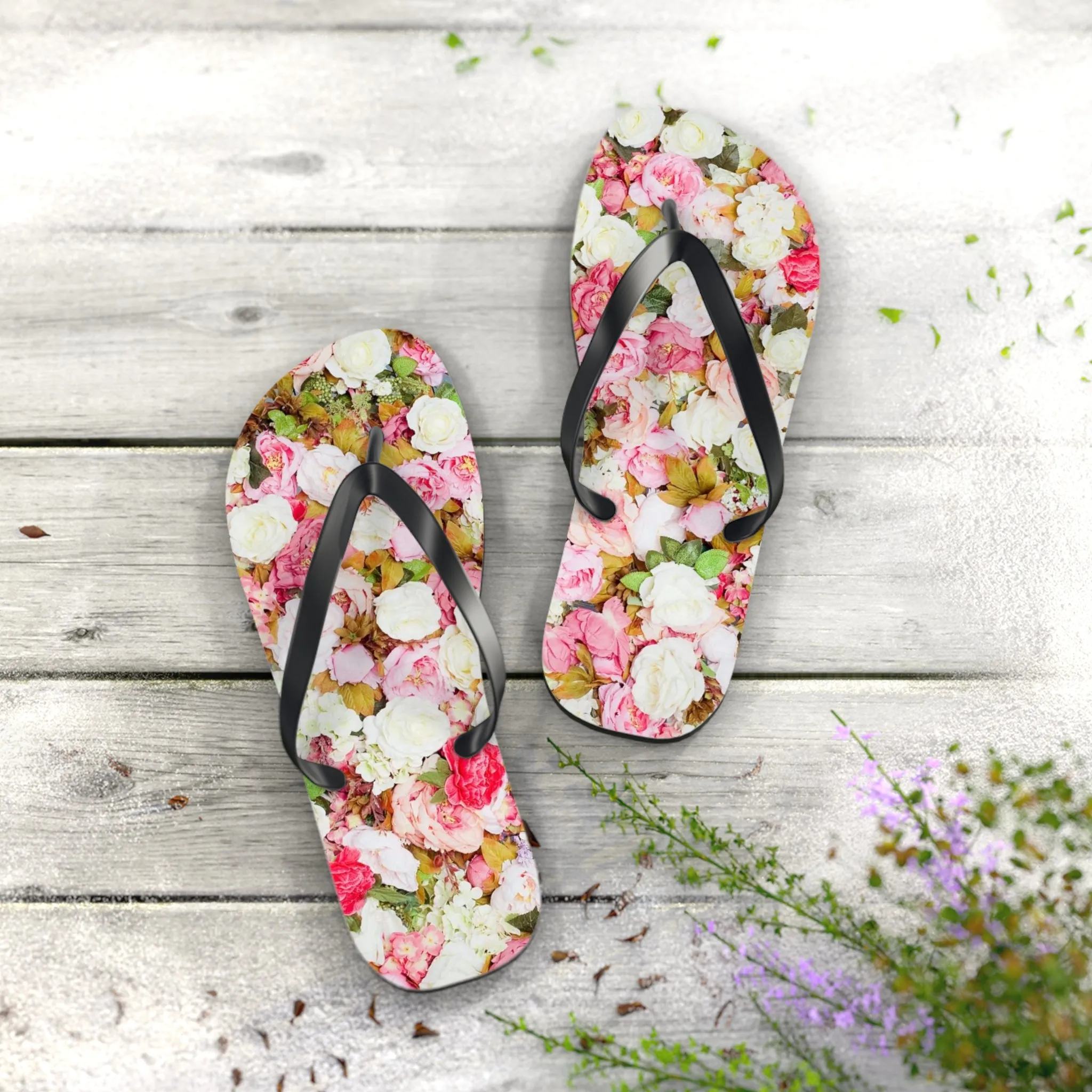 Pink Flowers - Inovax Flip Flops