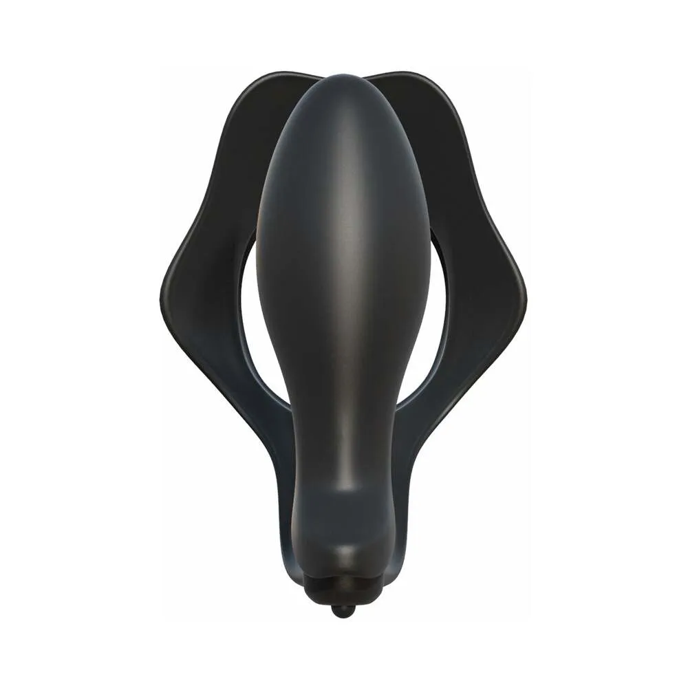 Pipedream Fantasy C-Ringz Rock Hard Ass-Gasm Vibrating Silicone Cockring With Anal Plug Black