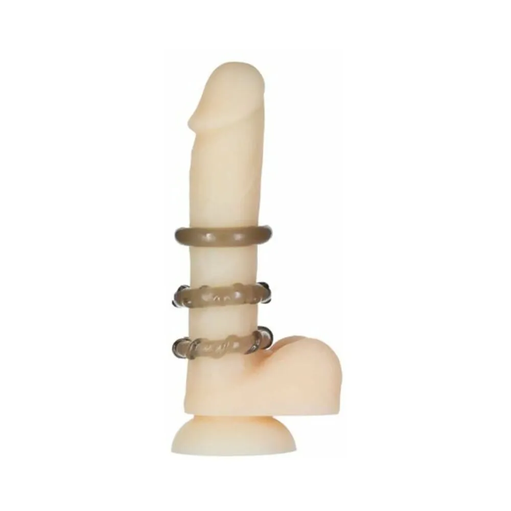 Powerbullet Got Big Dick Super-Stretch Cockrings 3-Pack Smoke