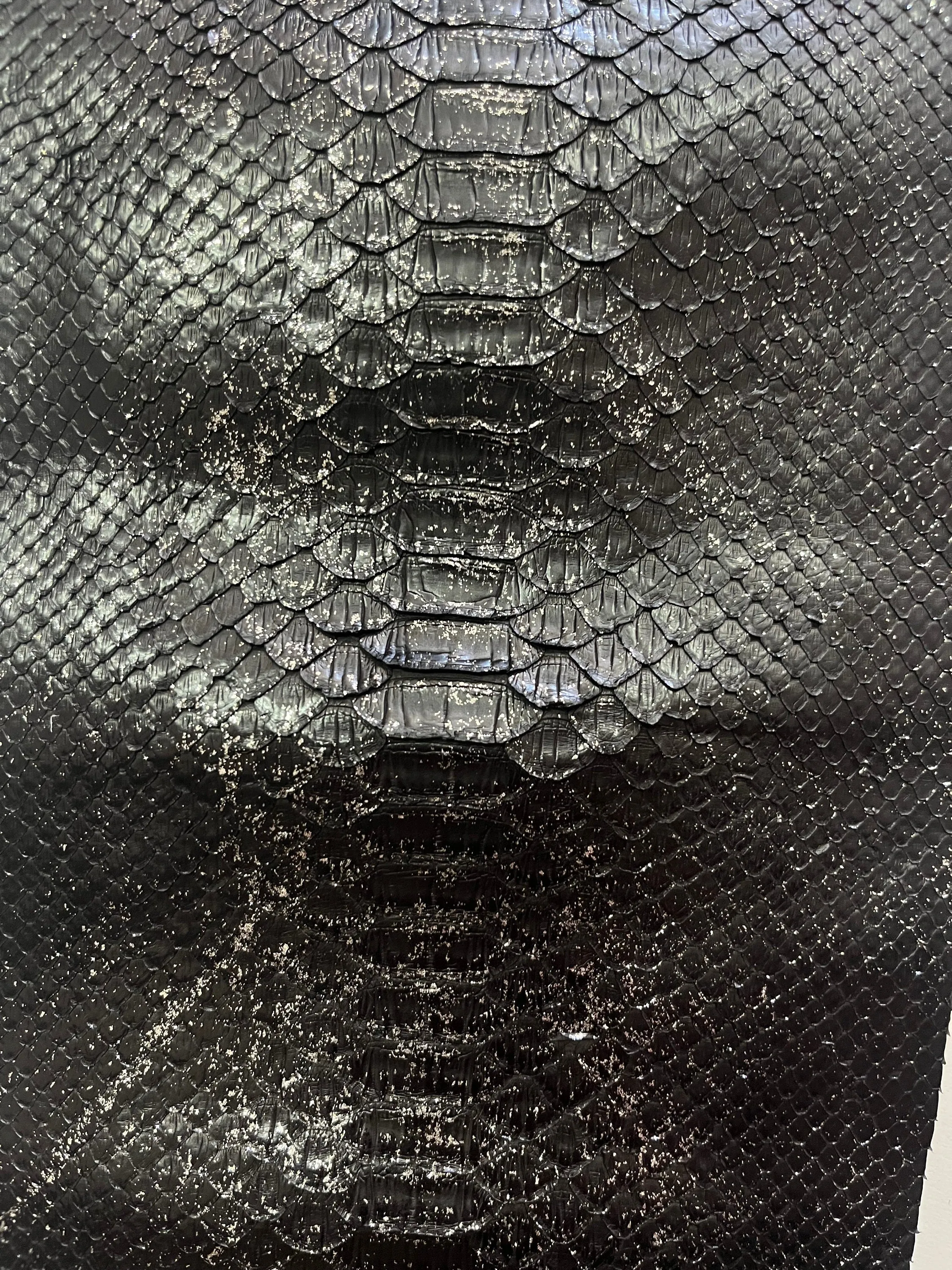 Python leather, real snakeskin hide color silver black, long and wide snake leather for crafts and DIY projects, of thick 1,0mm(2 oz)