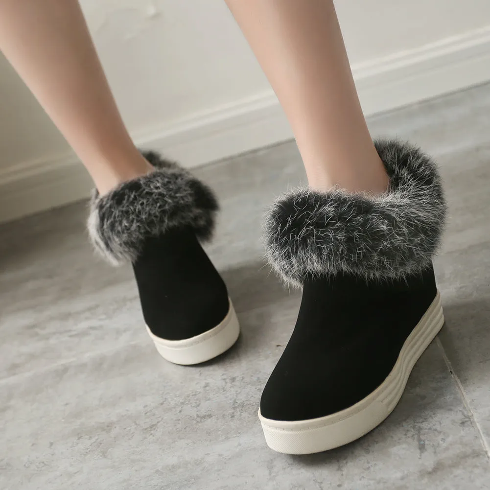 Real Fur Shoes Boots Warm Plush Winte