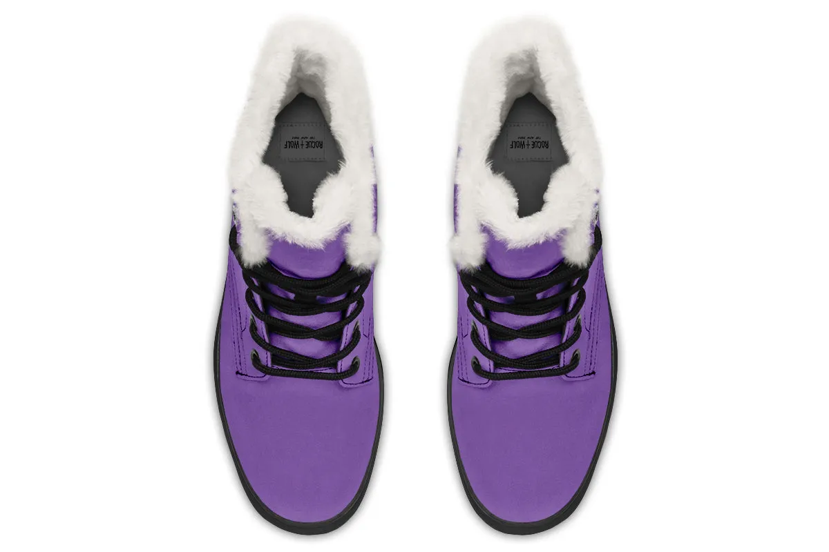 Retro Violet Winter Boots - Warm Micro-Suede Doc-Style Boots Lined with Vegan Wool