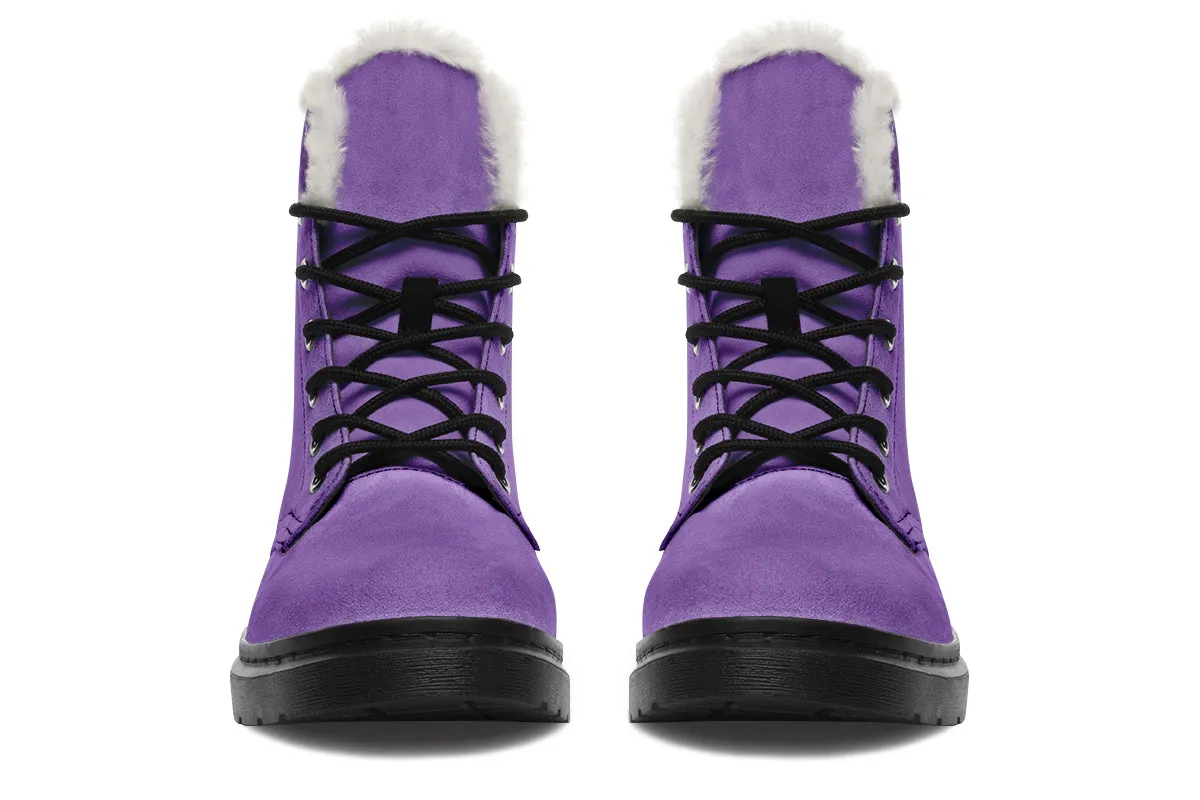 Retro Violet Winter Boots - Warm Micro-Suede Doc-Style Boots Lined with Vegan Wool