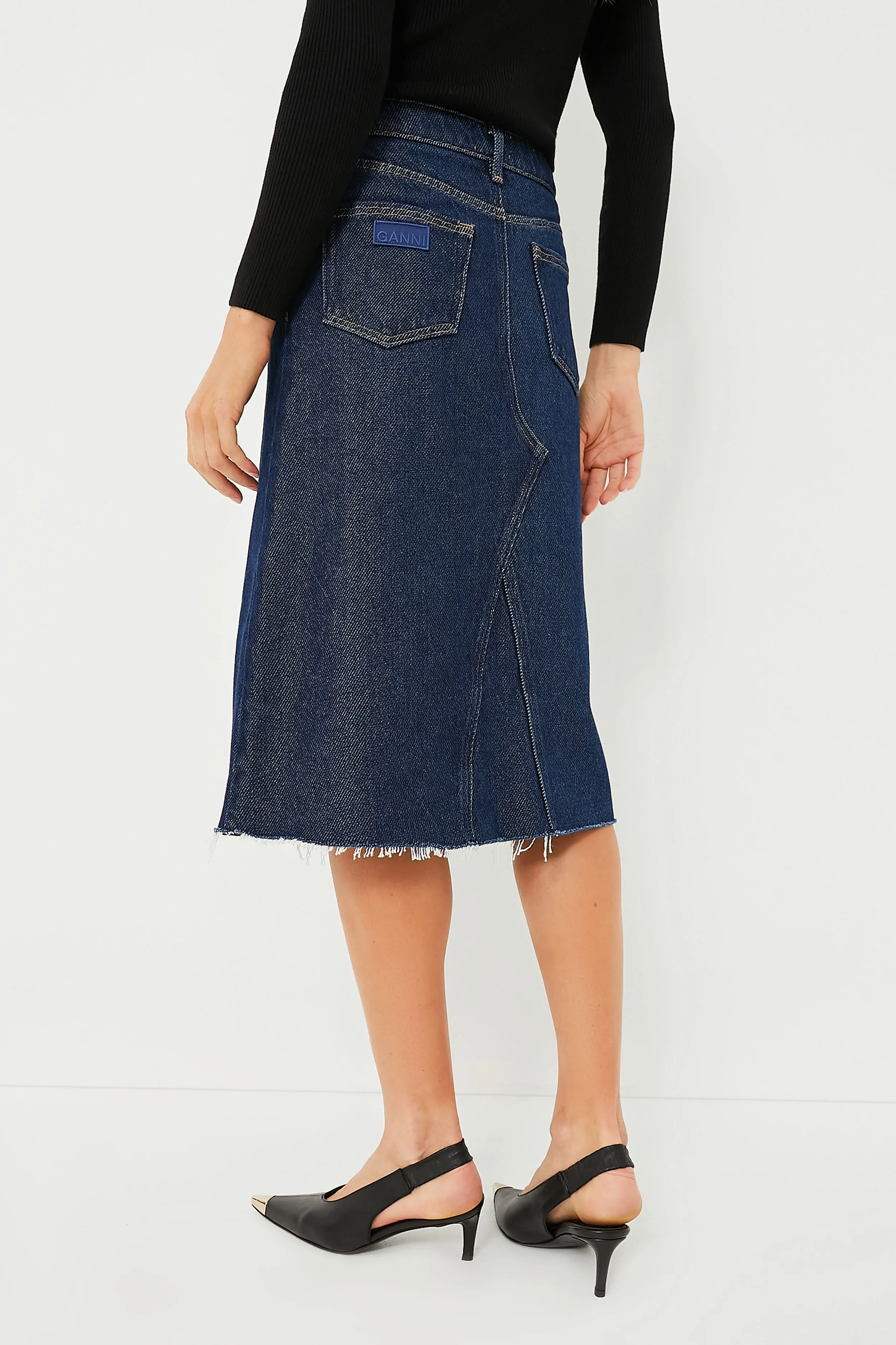 Rinse Heavy Denim Midi Skirt