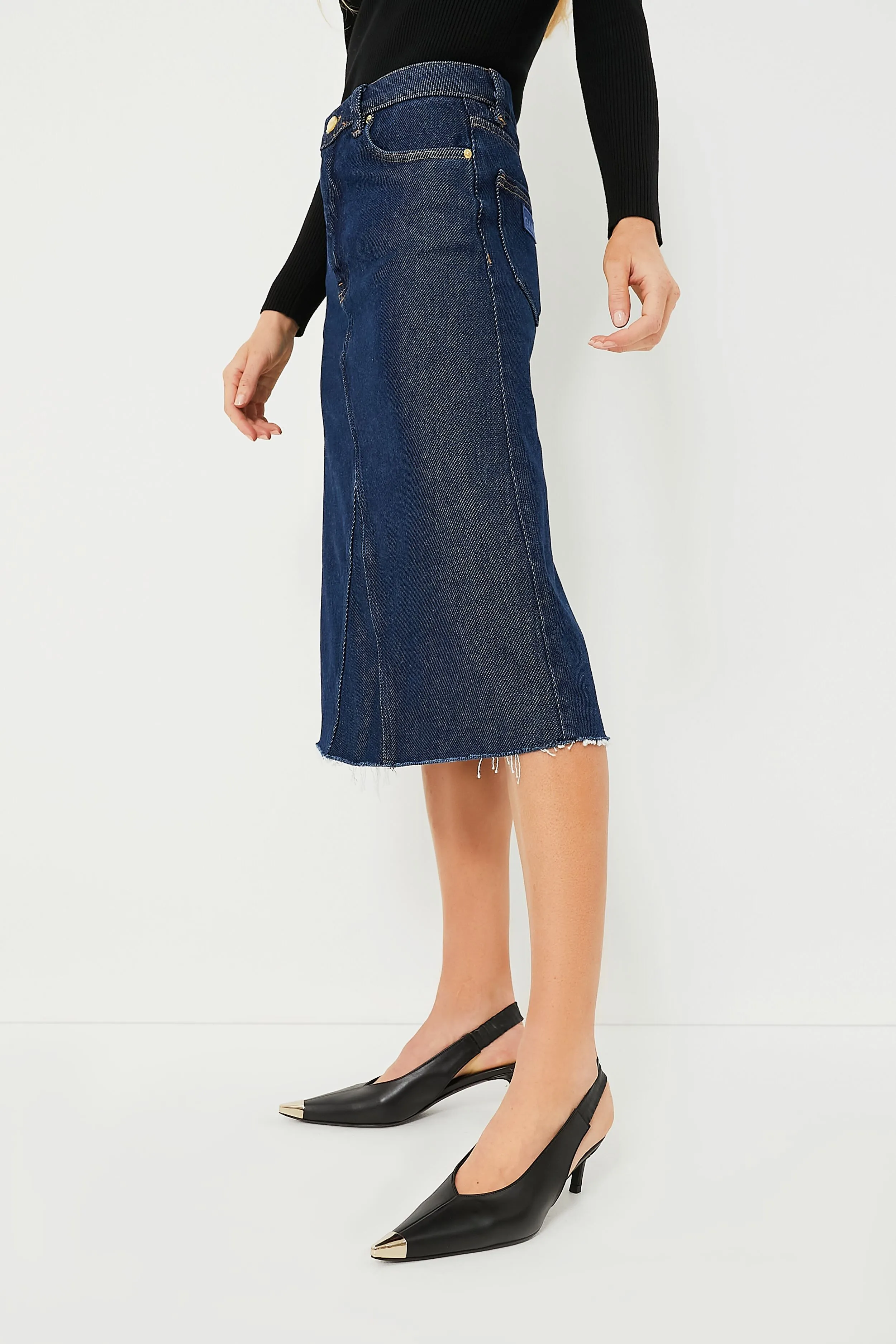 Rinse Heavy Denim Midi Skirt