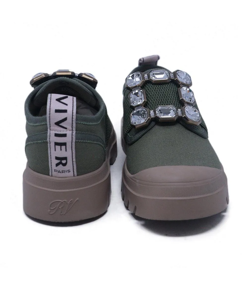 Roger Vivier Olive Rhinestone Sneakers sz 4.5