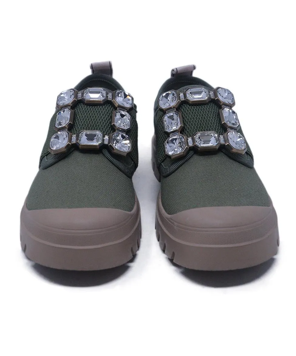 Roger Vivier Olive Rhinestone Sneakers sz 4.5