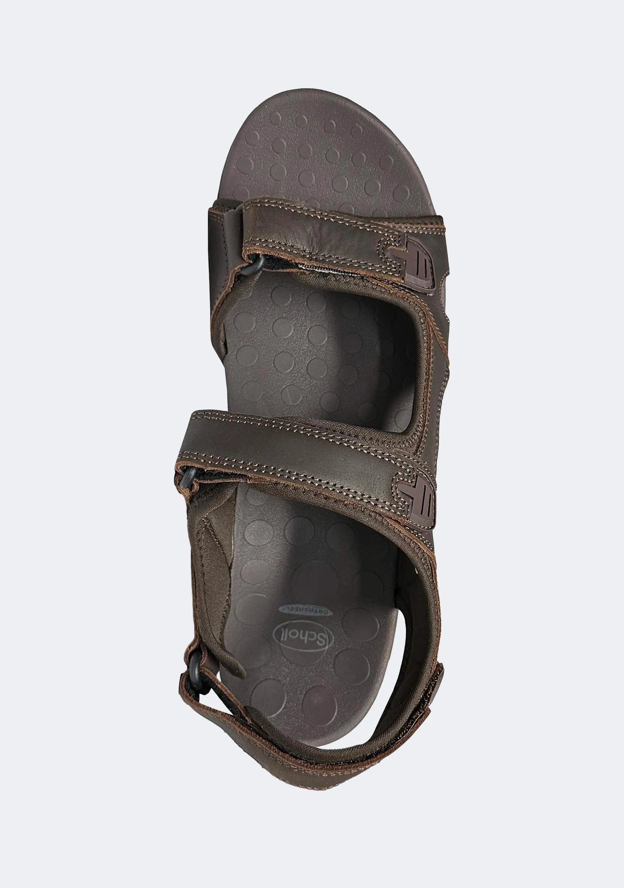 Scholl Men's Orthaheel Brown Leather Back Strap Sandals